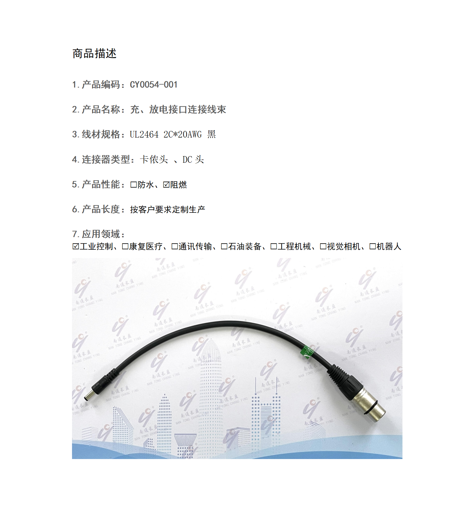 CY0054-001 充、放電接口連接線束